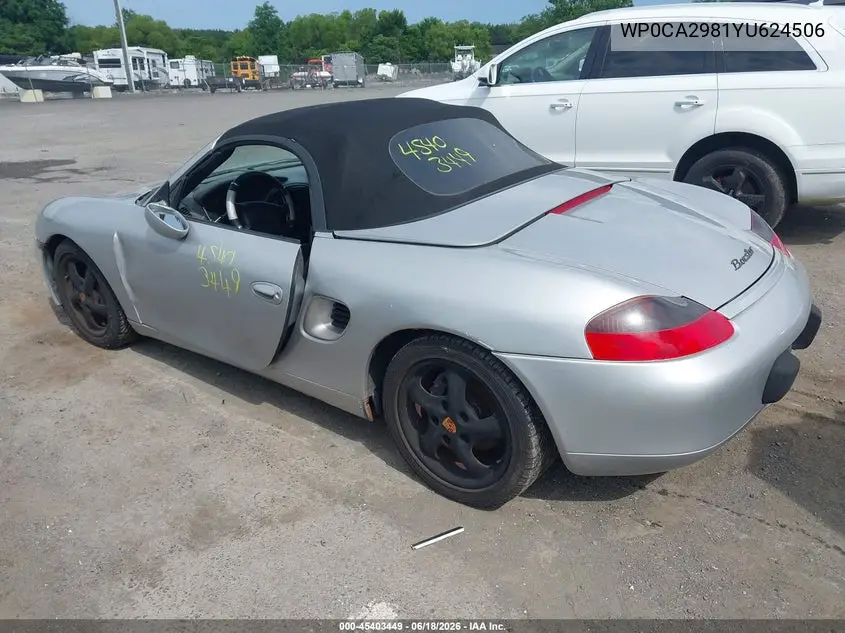 2000 Porsche Boxster VIN: WP0CA2981YU624506 Lot: 45403449