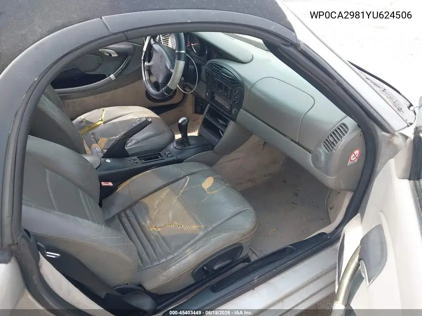 2000 Porsche Boxster VIN: WP0CA2981YU624506 Lot: 45403449