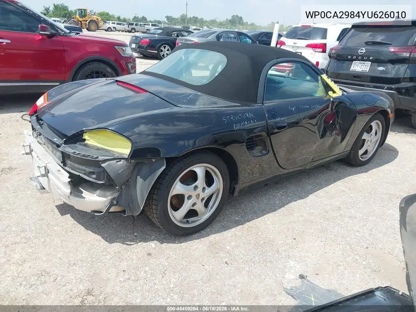 2000 Porsche Boxster VIN: WP0CA2984YU626010 Lot: 45409204