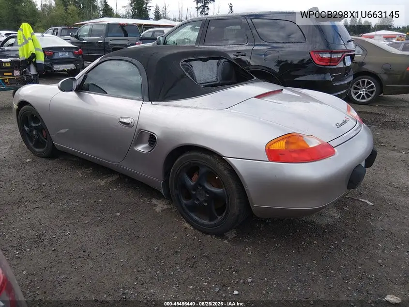 2001 Porsche Boxster S VIN: WP0CB298X1U663145 Lot: 45486440