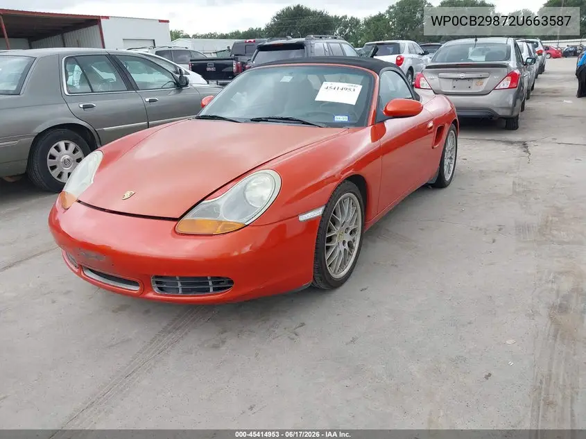 2002 Porsche Boxster S VIN: WP0CB29872U663587 Lot: 45414953