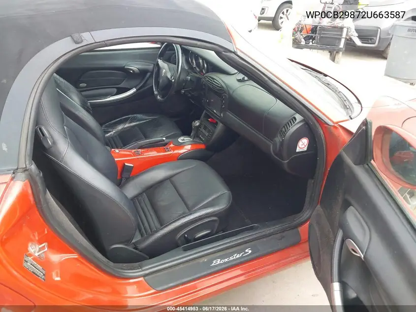 2002 Porsche Boxster S VIN: WP0CB29872U663587 Lot: 45414953