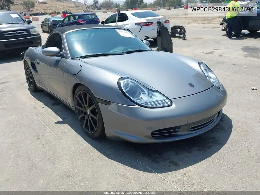 2003 Porsche Boxster S VIN: WP0CB29843U662690 Lot: 45063085
