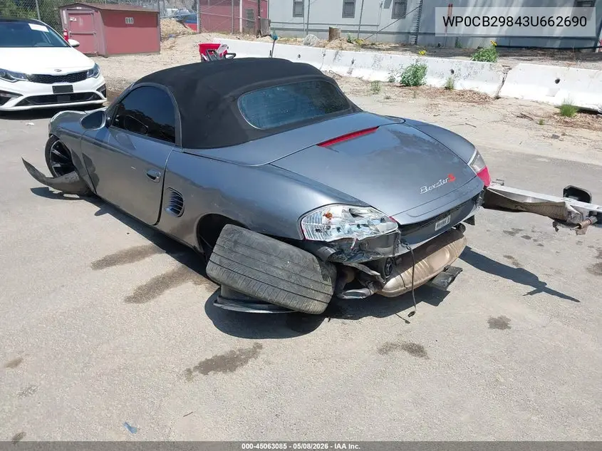 2003 Porsche Boxster S VIN: WP0CB29843U662690 Lot: 45063085