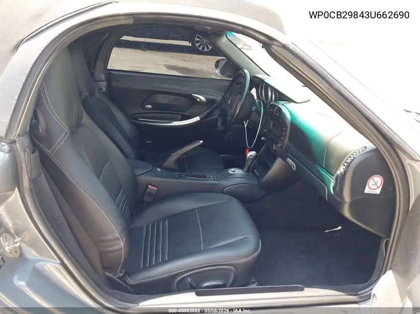 2003 Porsche Boxster S VIN: WP0CB29843U662690 Lot: 45063085