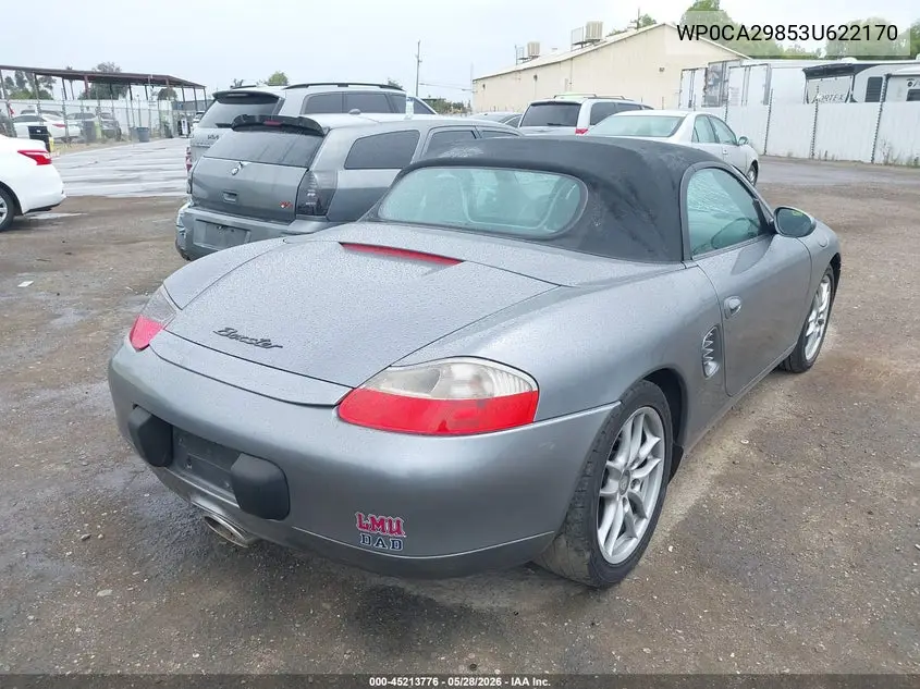 2003 Porsche Boxster VIN: WP0CA29853U622170 Lot: 45213776