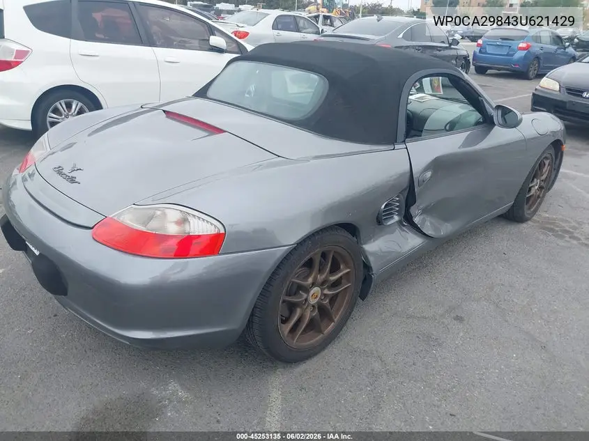2003 Porsche Boxster VIN: WP0CA29843U621429 Lot: 45253135
