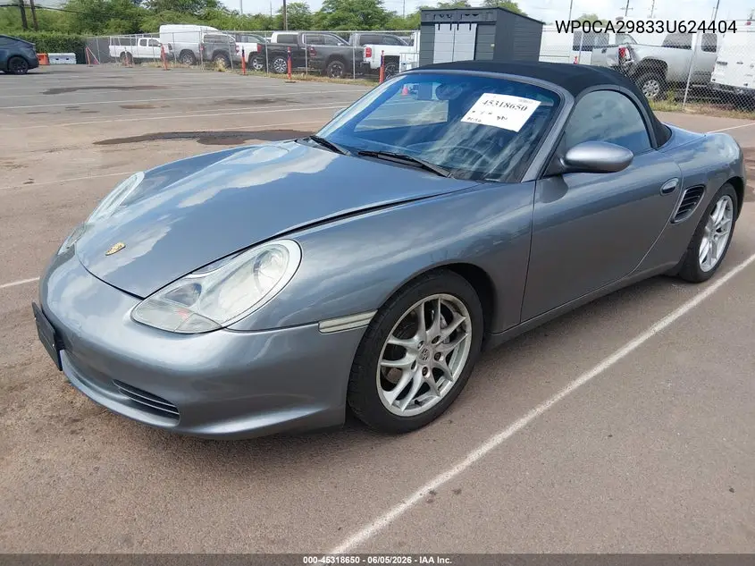 2003 Porsche Boxster VIN: WP0CA29833U624404 Lot: 45318650