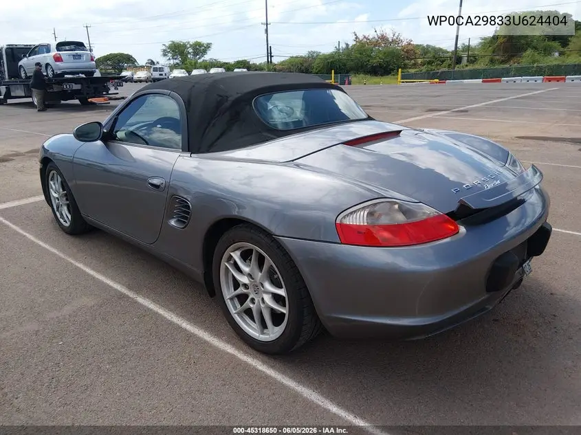 2003 Porsche Boxster VIN: WP0CA29833U624404 Lot: 45318650