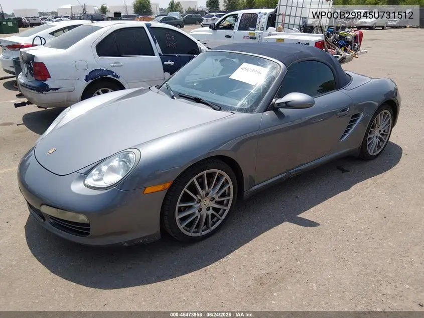 2005 Porsche Boxster S VIN: WP0CB29845U731512 Lot: 45473956