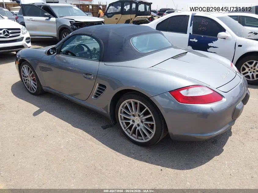 2005 Porsche Boxster S VIN: WP0CB29845U731512 Lot: 45473956