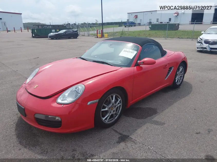 2005 Porsche Boxster VIN: WP0CA29885U712027 Lot: 45543757