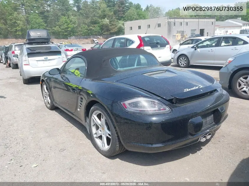 2006 Porsche Boxster S VIN: WP0CB29876U730355 Lot: 45150073