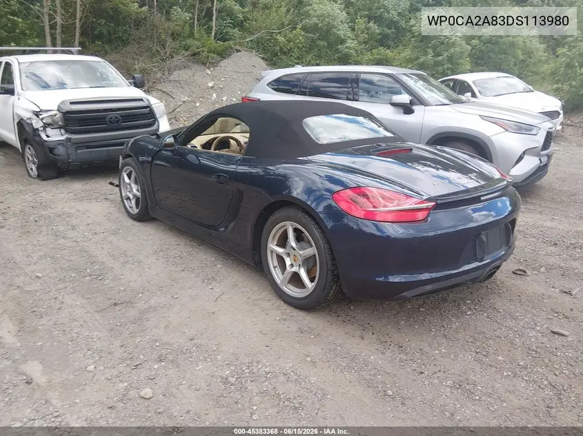 2013 Porsche Boxster VIN: WP0CA2A83DS113980 Lot: 45383368