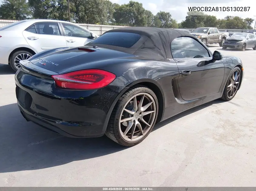 2013 Porsche Boxster S VIN: WP0CB2A81DS130287 Lot: 45492939