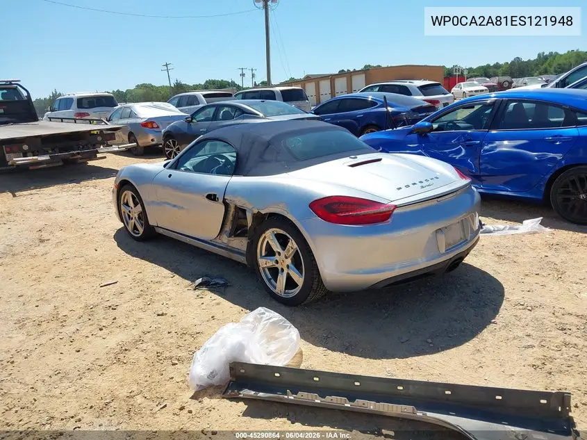 2014 Porsche Boxster VIN: WP0CA2A81ES121948 Lot: 45290864