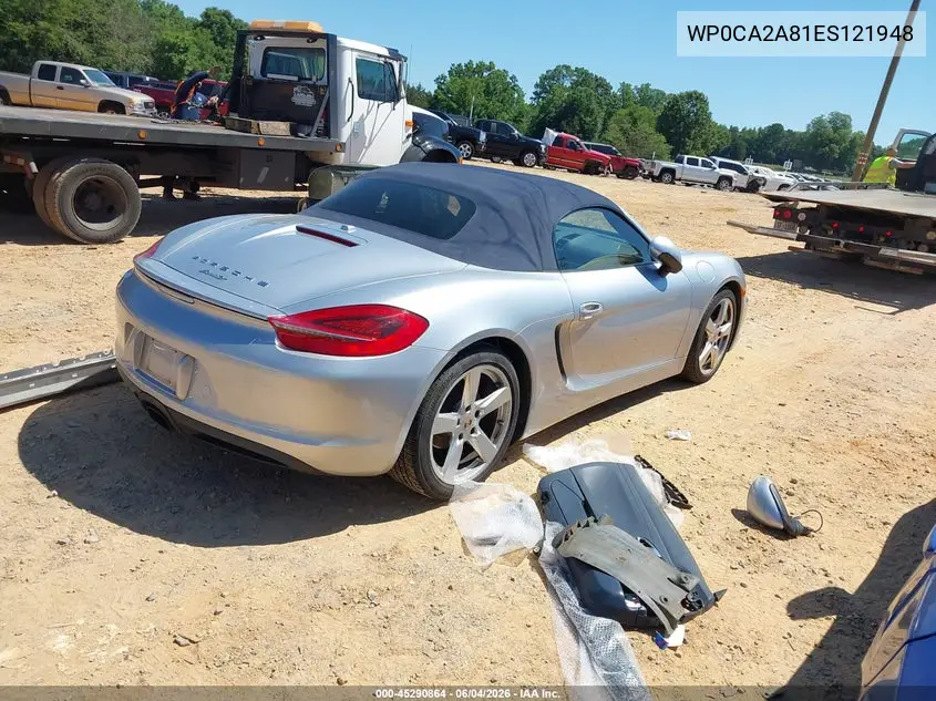 2014 Porsche Boxster VIN: WP0CA2A81ES121948 Lot: 45290864