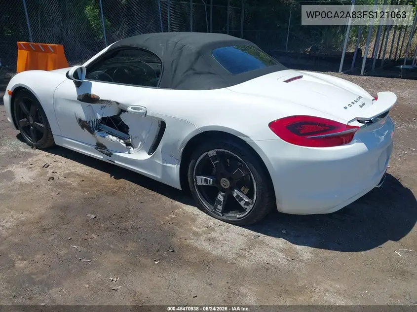 2015 Porsche Boxster VIN: WP0CA2A83FS121063 Lot: 45470938
