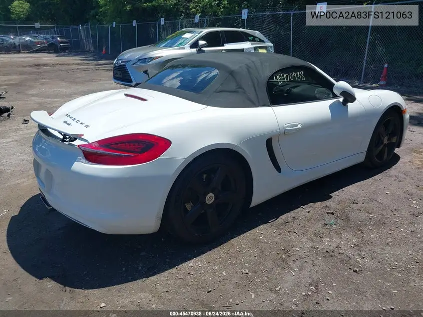 2015 Porsche Boxster VIN: WP0CA2A83FS121063 Lot: 45470938