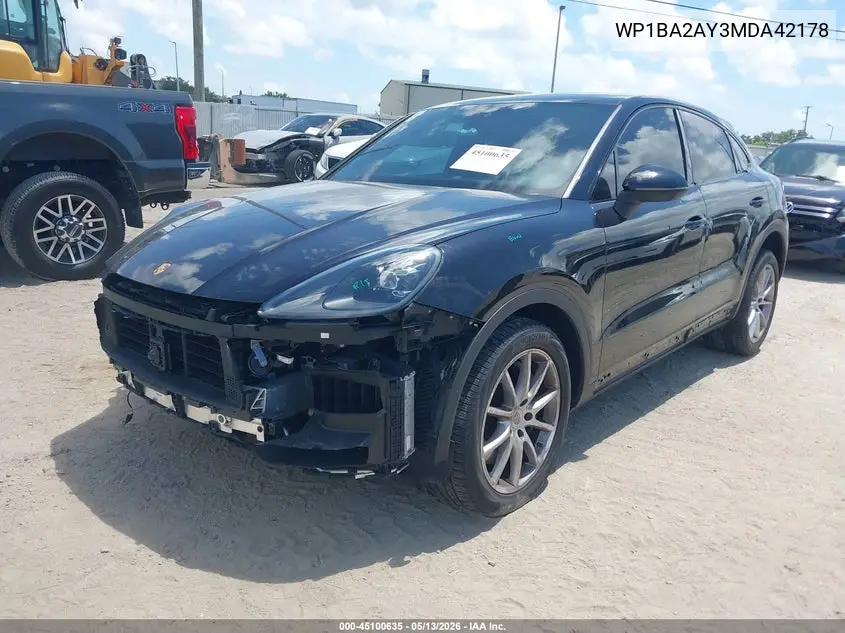 2021 Porsche Cayenne Coupe VIN: WP1BA2AY3MDA42178 Lot: 45100635