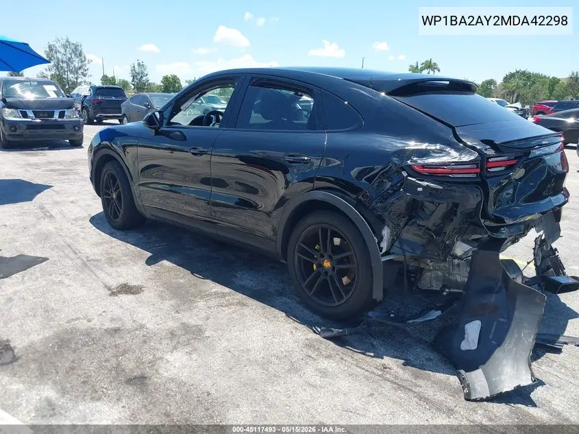 2021 Porsche Cayenne Coupe VIN: WP1BA2AY2MDA42298 Lot: 45117493