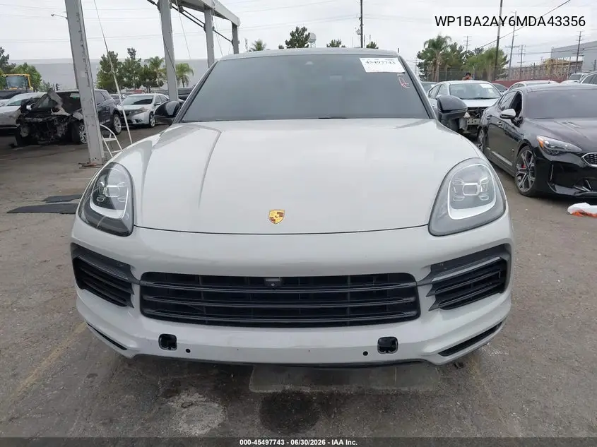 2021 Porsche Cayenne Coupe VIN: WP1BA2AY6MDA43356 Lot: 45497743