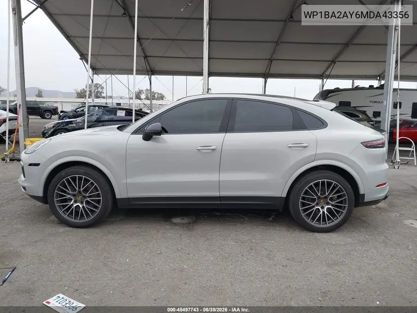 2021 Porsche Cayenne Coupe VIN: WP1BA2AY6MDA43356 Lot: 45497743