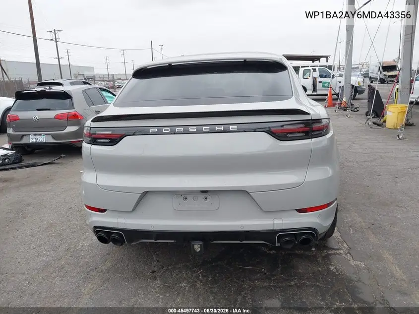2021 Porsche Cayenne Coupe VIN: WP1BA2AY6MDA43356 Lot: 45497743