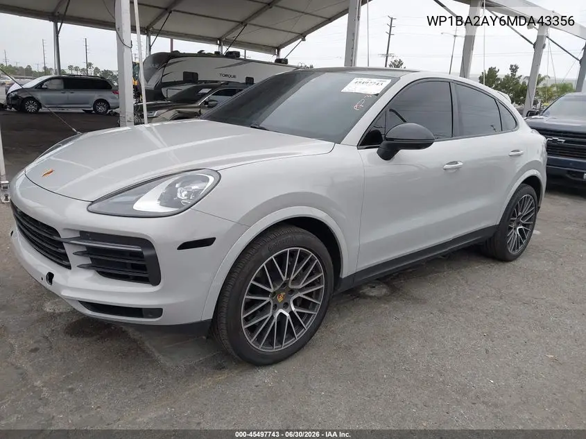 2021 Porsche Cayenne Coupe VIN: WP1BA2AY6MDA43356 Lot: 45497743