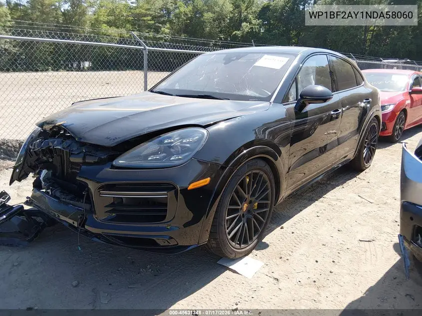 2022 Porsche Cayenne Coupe Turbo/Turbo Gt VIN: WP1BF2AY1NDA58060 Lot: 45631348
