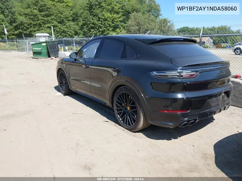 2022 Porsche Cayenne Coupe Turbo/Turbo Gt VIN: WP1BF2AY1NDA58060 Lot: 45631348