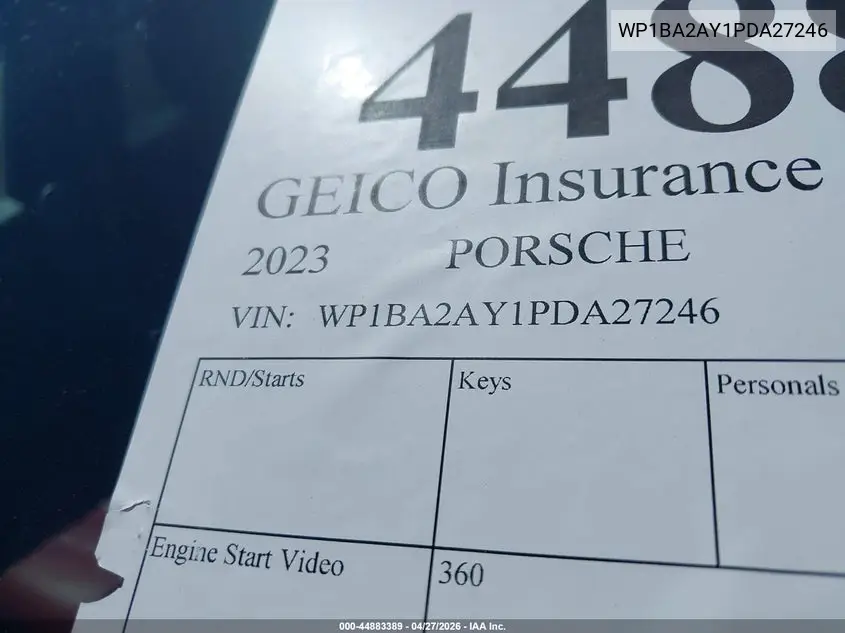 2023 Porsche Cayenne Coupe Platinum Edition VIN: WP1BA2AY1PDA27246 Lot: 44883389