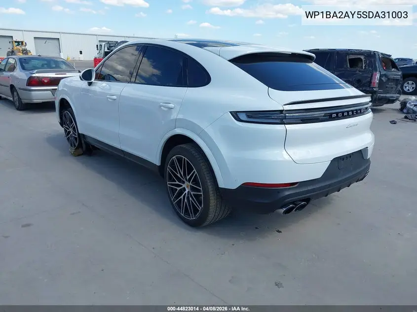 2025 Porsche Cayenne Coupe VIN: WP1BA2AY5SDA31003 Lot: 44823014