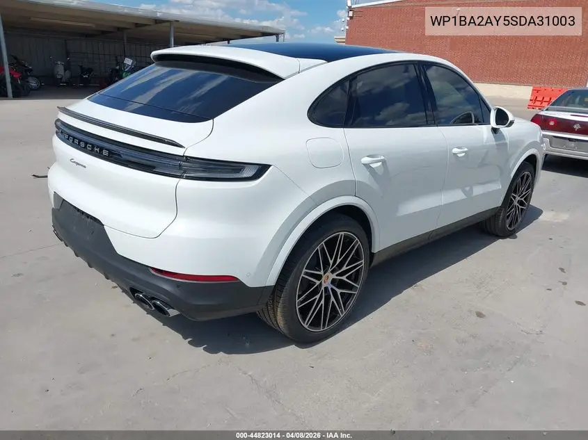 2025 Porsche Cayenne Coupe VIN: WP1BA2AY5SDA31003 Lot: 44823014
