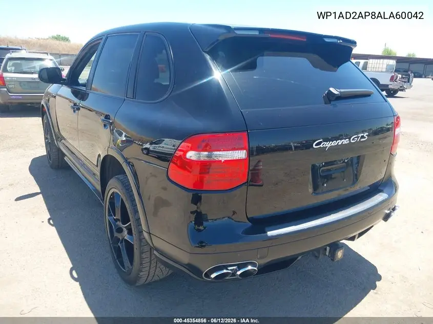 2010 Porsche Cayenne Gts VIN: WP1AD2AP8ALA60042 Lot: 45354856