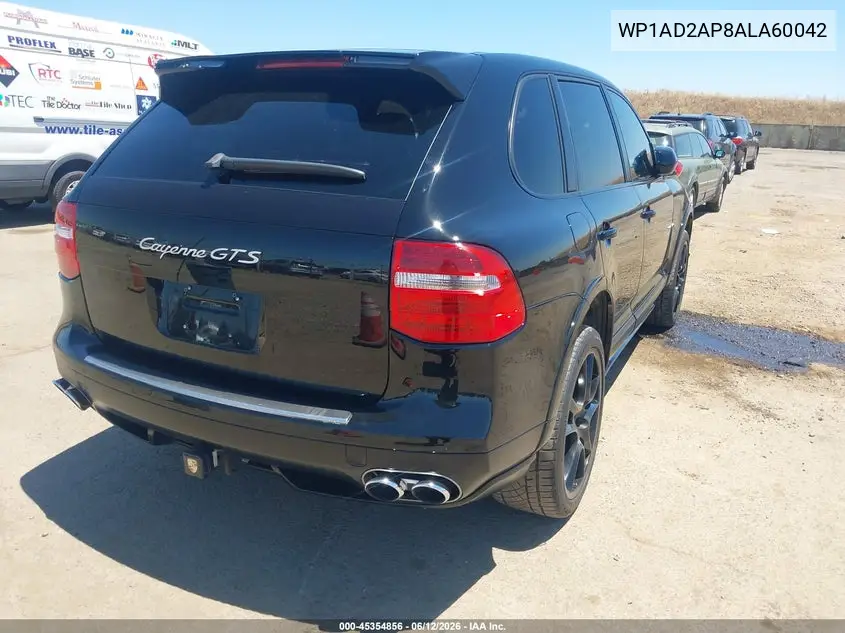 2010 Porsche Cayenne Gts VIN: WP1AD2AP8ALA60042 Lot: 45354856