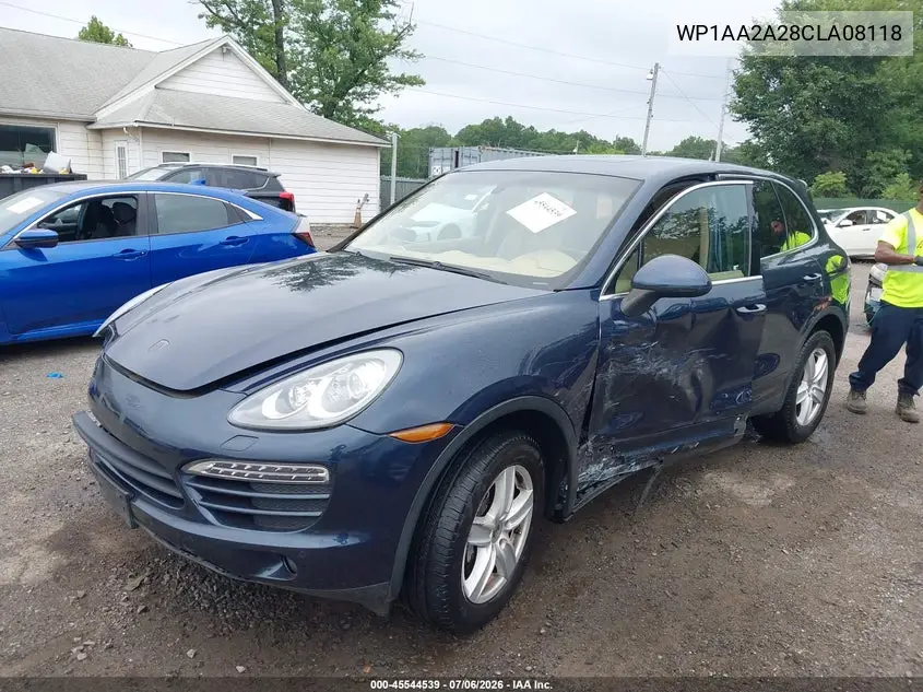 2012 Porsche Cayenne VIN: WP1AA2A28CLA08118 Lot: 45544539