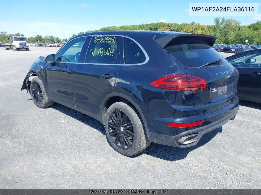 2015 Porsche Cayenne Diesel VIN: WP1AF2A24FLA36116 Lot: 12522187