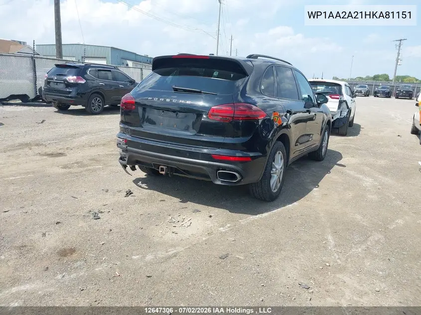 2017 Porsche Cayenne Platinum Edition VIN: WP1AA2A21HKA81151 Lot: 12647306