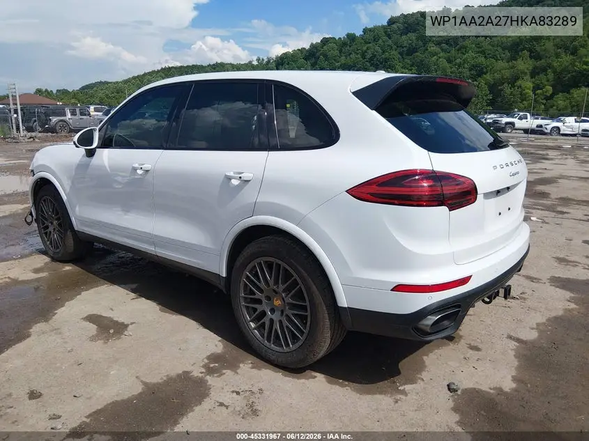 2017 Porsche Cayenne Platinum Edition VIN: WP1AA2A27HKA83289 Lot: 45331967