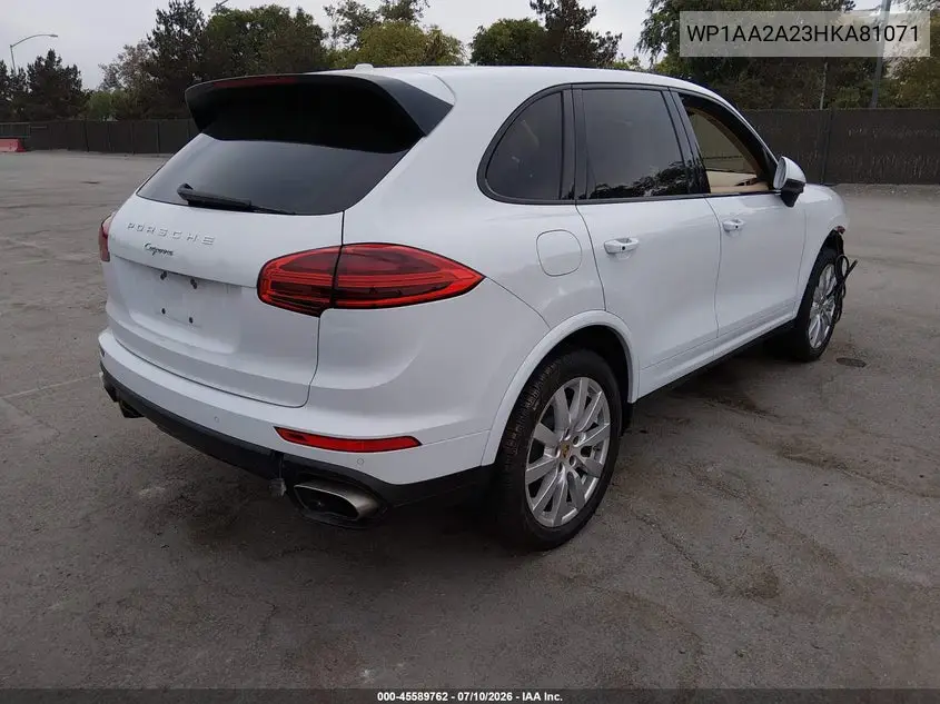 2017 Porsche Cayenne Platinum Edition VIN: WP1AA2A23HKA81071 Lot: 45589762