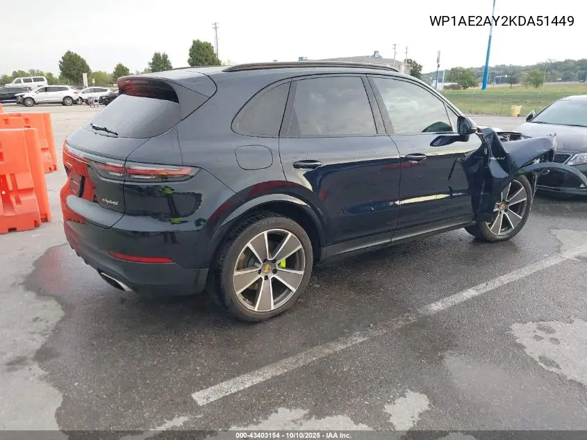 WP1AE2AY2KDA51449 2019 Porsche Cayenne E-Hybrid