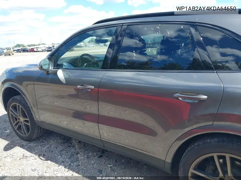 2019 Porsche Cayenne S VIN: WP1AB2AY4KDA64650 Lot: 45391802