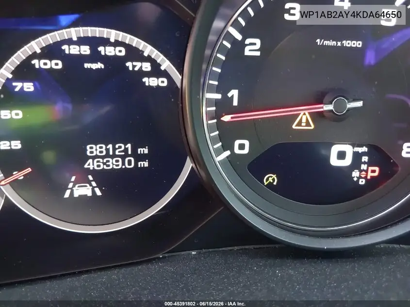 2019 Porsche Cayenne S VIN: WP1AB2AY4KDA64650 Lot: 45391802