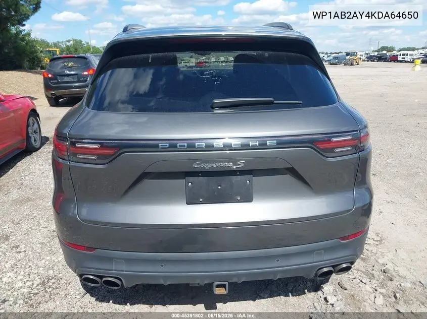 2019 Porsche Cayenne S VIN: WP1AB2AY4KDA64650 Lot: 45391802