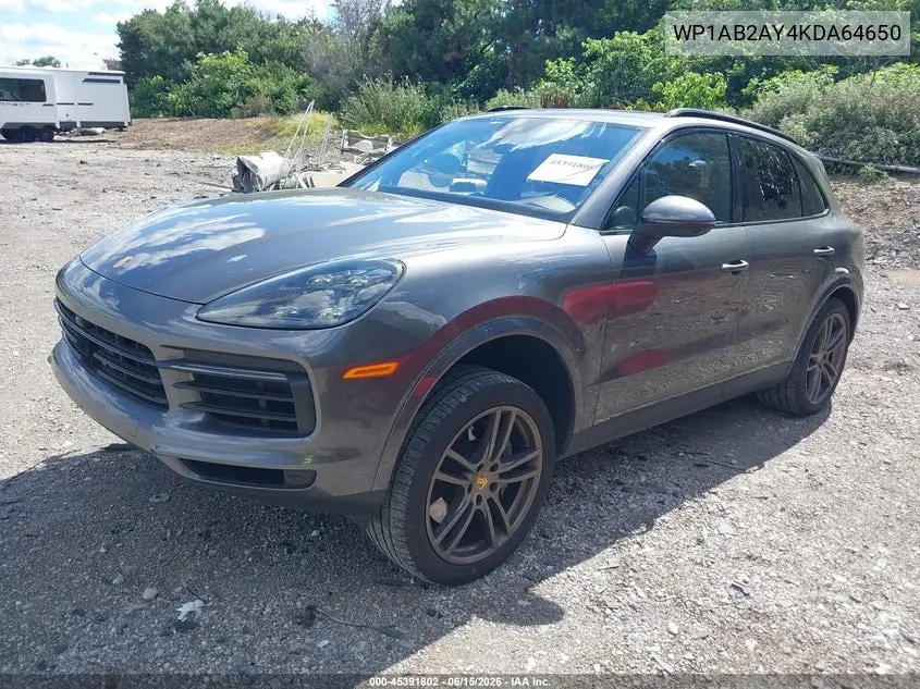 2019 Porsche Cayenne S VIN: WP1AB2AY4KDA64650 Lot: 45391802