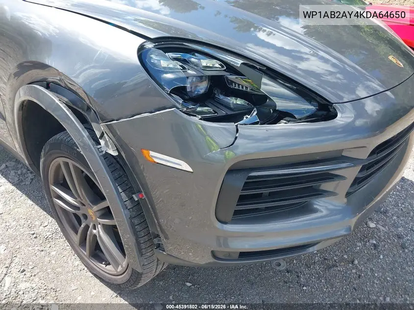 2019 Porsche Cayenne S VIN: WP1AB2AY4KDA64650 Lot: 45391802