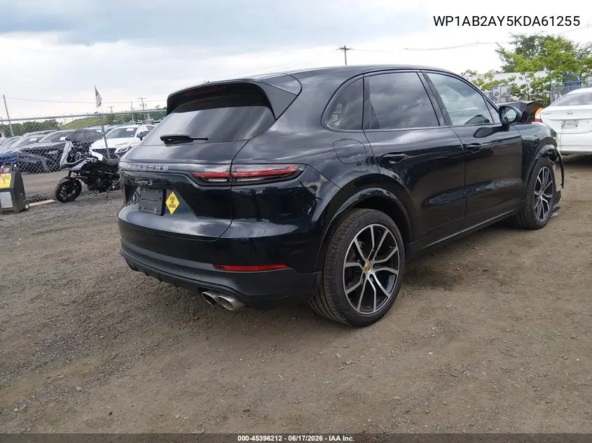 2019 Porsche Cayenne S VIN: WP1AB2AY5KDA61255 Lot: 45396212