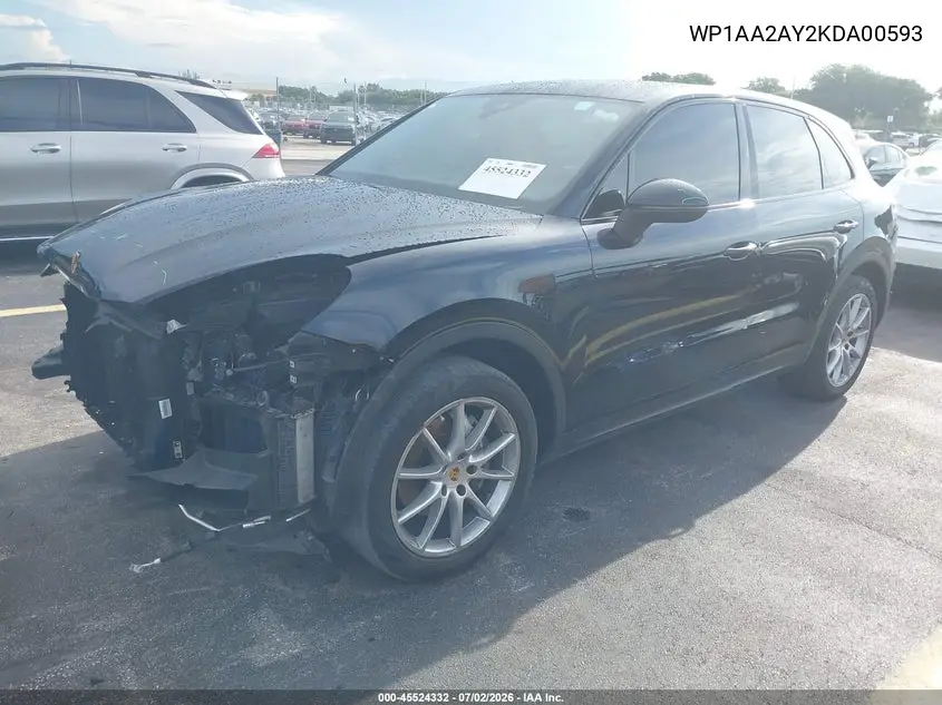 2019 Porsche Cayenne VIN: WP1AA2AY2KDA00593 Lot: 45524332