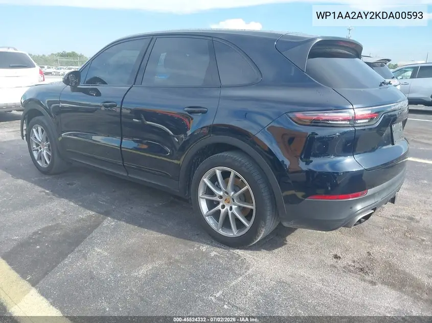 2019 Porsche Cayenne VIN: WP1AA2AY2KDA00593 Lot: 45524332